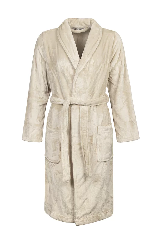 Women's 1 Pack SOCKSHOP Heat Holders Fleece Dressing Gown White Sand M