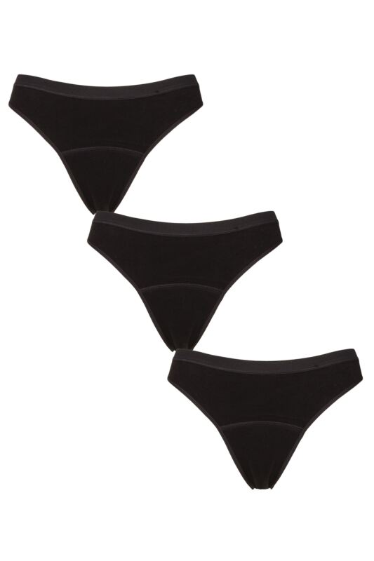 Girls and Teens 3 Pack Love Luna First Period Cotton Bikini Briefs Black  10-11 Years