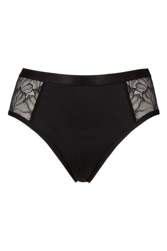 Women's 1 Pack Love Luna Luxe Lace Midi Briefs Black UK 10-12