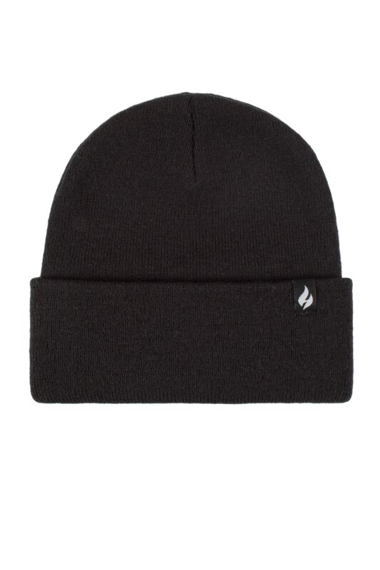 Mens and Women's 1 Pack SOCKSHOP Heat Holders Lite Maple Turnover Hat Black One Size