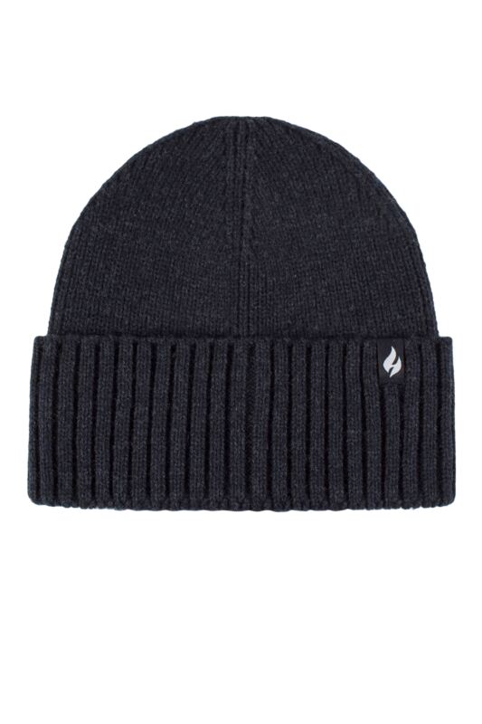 Mens and Women's 1 Pack SOCKSHOP Heat Holders Lite Ashwood Ribbed Turnover Hat Navy One Size
