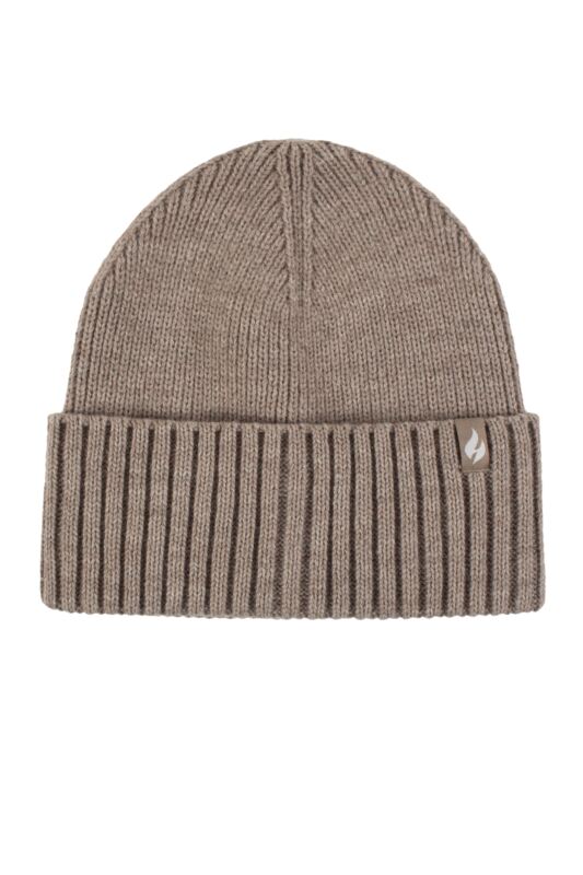 Mens and Women's 1 Pack SOCKSHOP Heat Holders Lite Ashwood Ribbed Turnover Hat