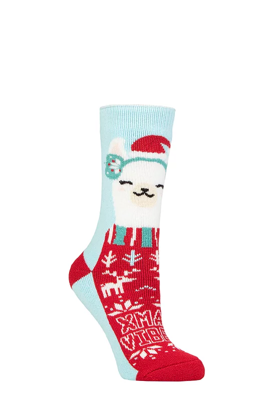 Women's 1 Pair SOCKSHOP Heat Holders Lite Christmas Socks Cosy Alpaca 4-8