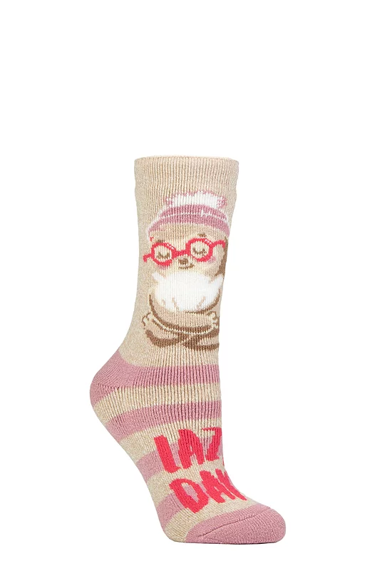 Women's 1 Pair SOCKSHOP Heat Holders Fun Feet Lite Thermal Socks Lazy Days 4-8