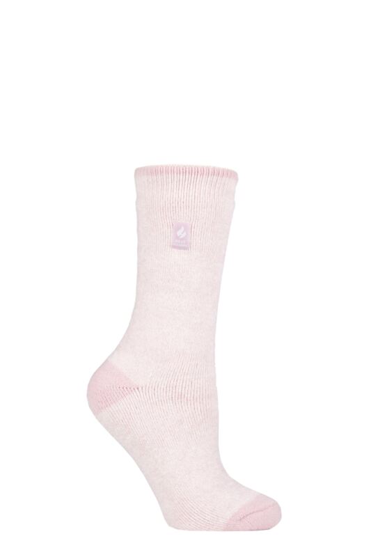 Women's 1 Pair SOCKSHOP Heat Holders 1.6 TOG Lite Patterned and Striped Socks Venice Heel & Toe Dusted Pink 4-8 Ladies