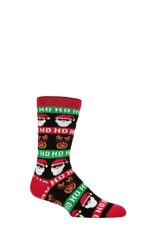 Mens 1 Pair SOCKSHOP Heat Holders 1.6 TOG Lite Christmas Socks Ho Ho Ho 6-11