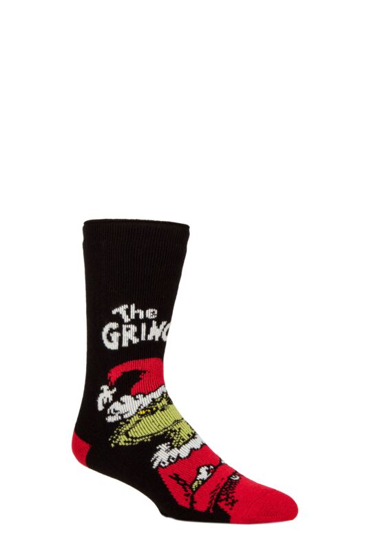 Mens 1 Pair SOCKSHOP Heat Holders 1.6 TOG Lite The Grinch Thermal Socks