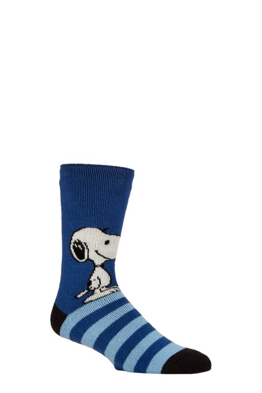 Mens 1 Pair SOCKSHOP Heat Holders 1.6 TOG Lite Peanuts Snoopy Thermal Socks