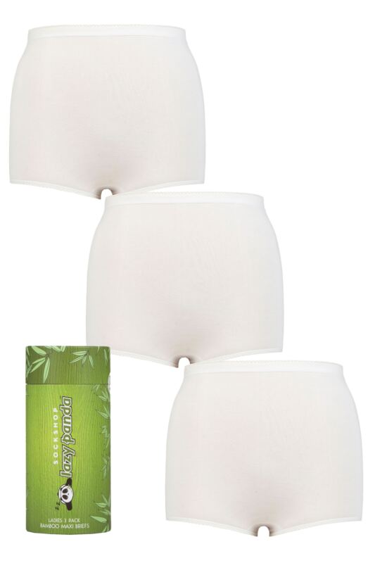 Women's 3 Pair SOCKSHOP Lazy Panda Bamboo Maxi Briefs