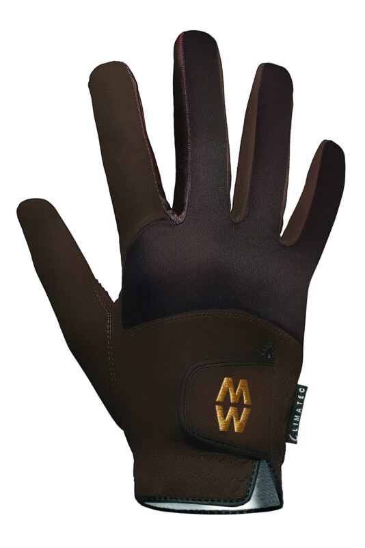 Mens and Women's 1 Pair MacWet Short Climatec Sports Gloves Brown 11.5