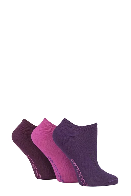 Mens and Women's 3 Pair SOCKSHOP PermaCool Evaporation Cooling Trainer Socks Pink / Purple 6-8.5 Unisex