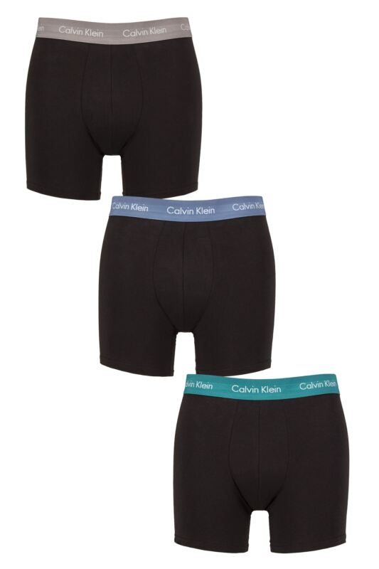 Mens 3 Pack Calvin Klein Cotton Stretch Longer Leg Trunks