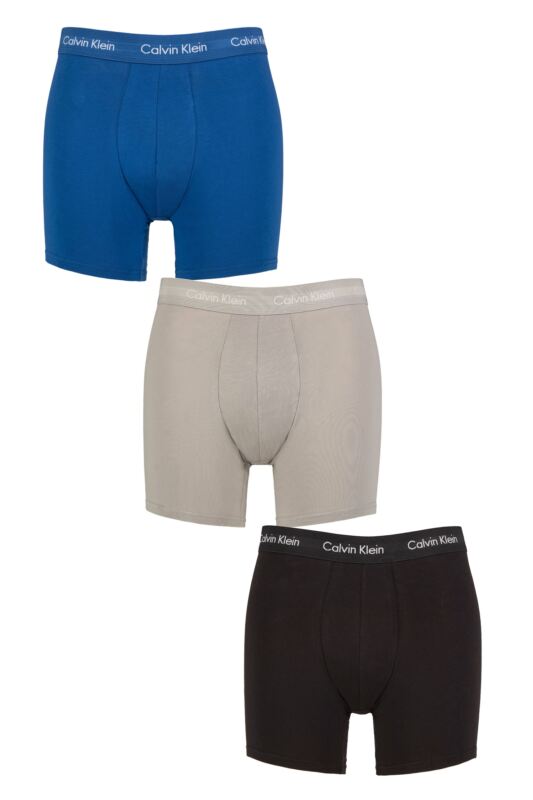 Mens 3 Pack Calvin Klein Cotton Stretch Longer Leg Trunks
