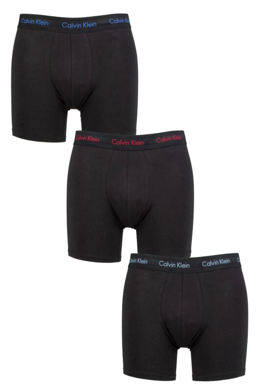 Mens 3 Pack Calvin Klein Cotton Stretch Longer Leg Trunks