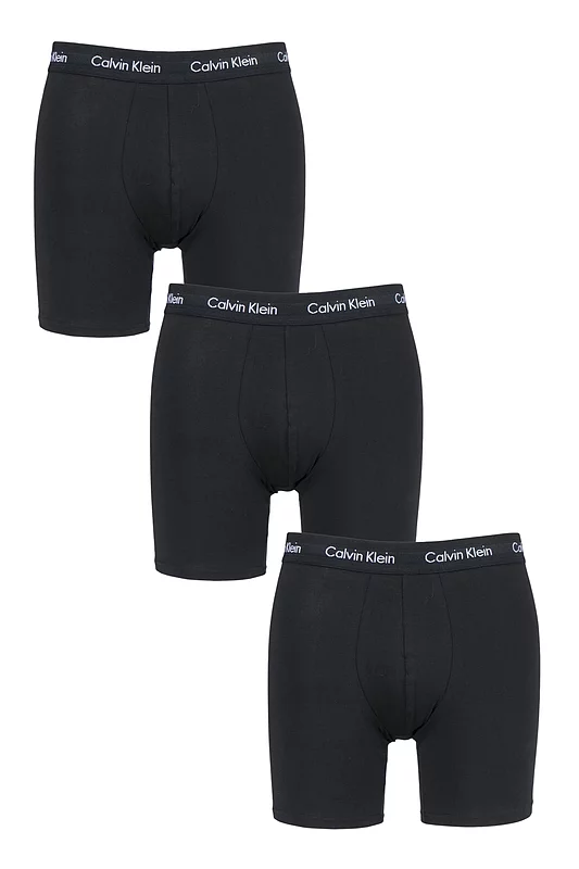 Mens 3 Pack Calvin Klein Cotton Stretch Longer Leg Trunks