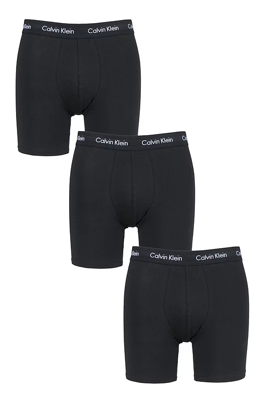 Mens 3 Pack Calvin Klein Cotton Stretch Longer Leg Trunks