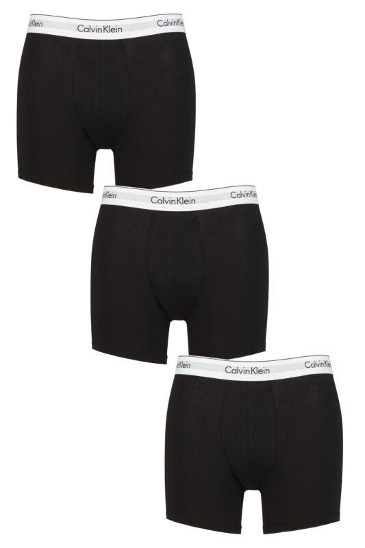 Mens 3 Pack Calvin Klein Cotton Stretch Longer Leg Trunks