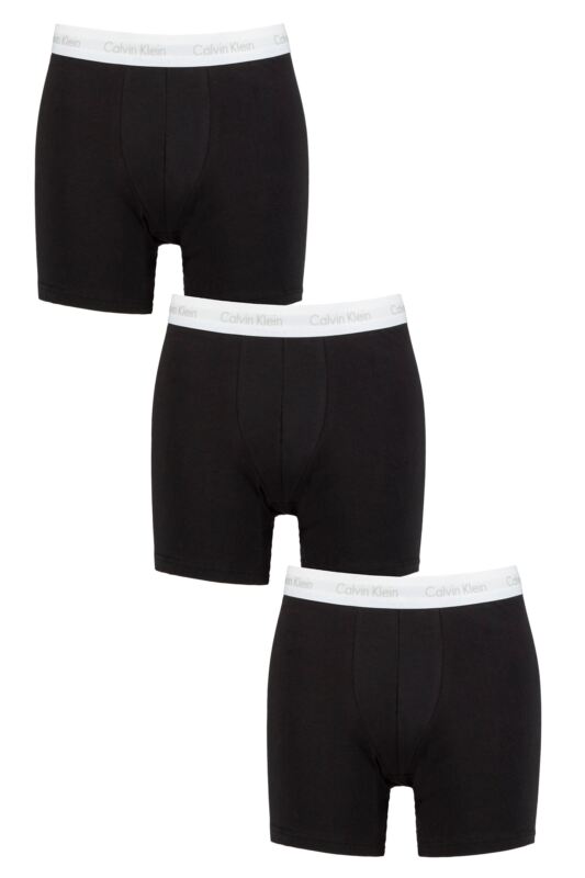 Mens 3 Pack Calvin Klein Cotton Stretch Longer Leg Trunks