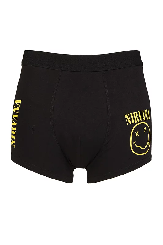 SOCKSHOP Music Collection 1 Pack Nirvana Boxer Shorts Black Large