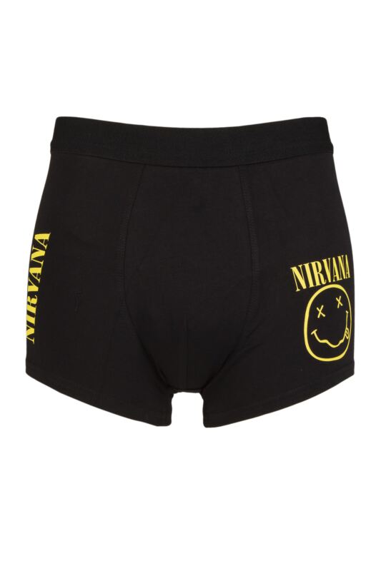 SOCKSHOP Music Collection 1 Pack Nirvana Boxer Shorts Black Extra Large