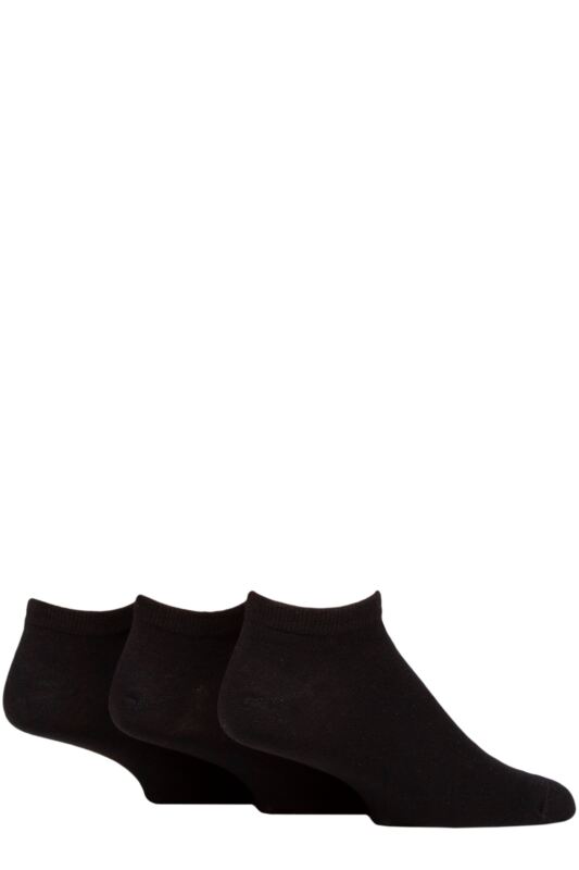 Mens 3 Pair Pringle Plain and Patterned Bamboo Trainer Socks Black Plain 7-11 Mens