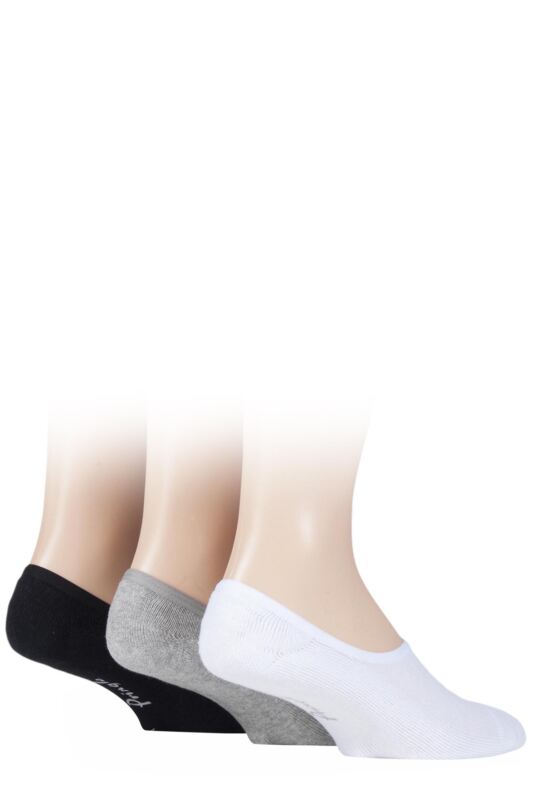 Mens 3 Pair Pringle Plain Cotton Cushioned PED Socks