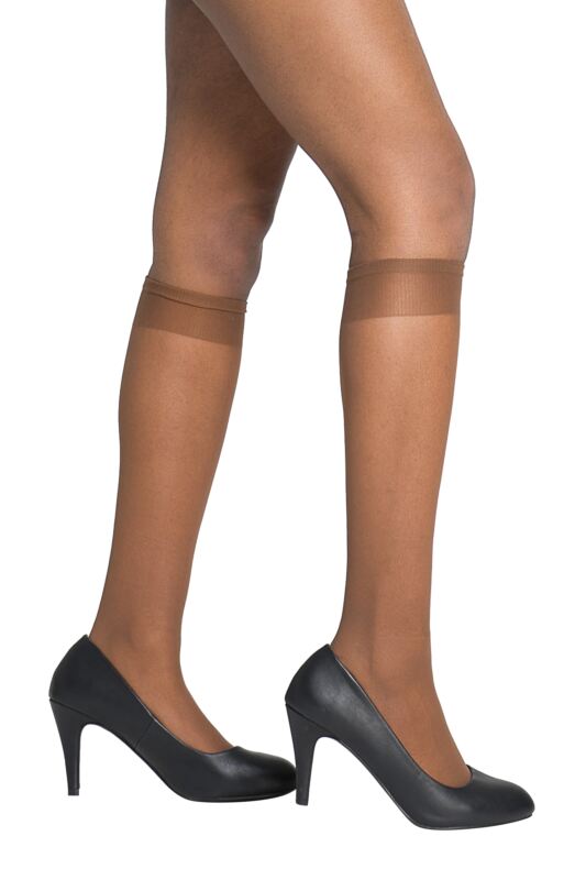 Women's 2 Pair Pendeza 15 Denier Tone 10, 20, 30, 40 and 50 Knee Highs For Darker Skin Tones