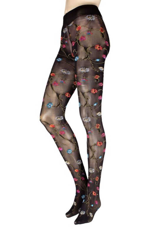 Women's 1 Pair Trasparenze Platino Floral Knit Opaque Tights