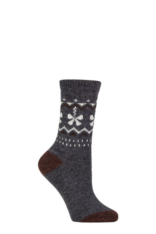 Women's 1 Pair SOCKSHOP Wildfeet Cashmere and Wool Blend Socks Charcoal Ribbon 4-8