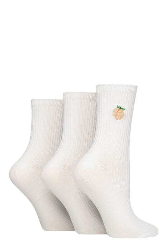 Women's 3 Pair SOCKSHOP Wildfeet Embroidered Ribbed Socks