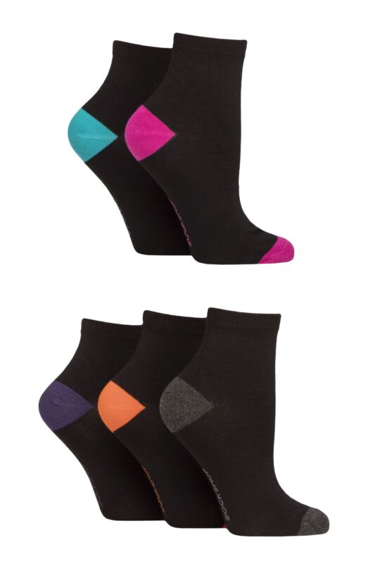 Women's 5 Pair SOCKSHOP Plain and Patterned Bamboo Anklet Socks