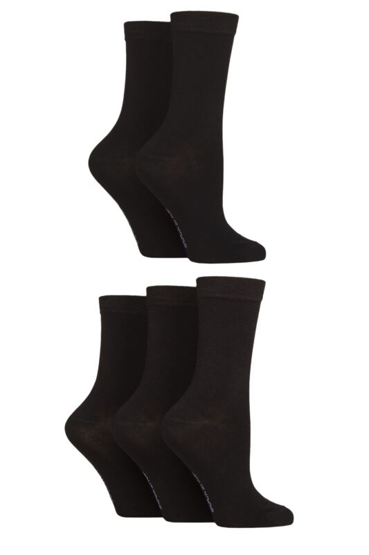 Women's 5 Pair SOCKSHOP Plain, Patterned and Striped Bamboo Socks