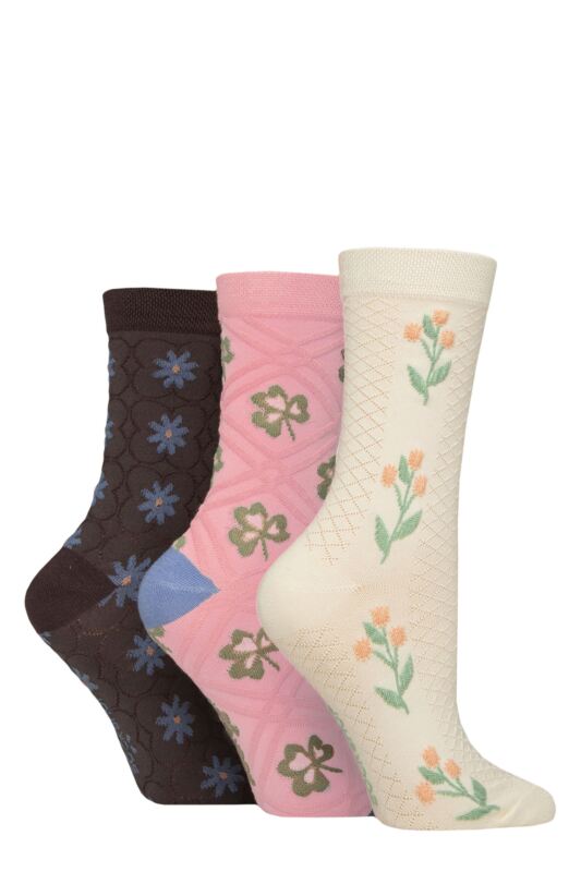 Women's 3 Pair SOCKSHOP Patterned Pelerine Bamboo Socks