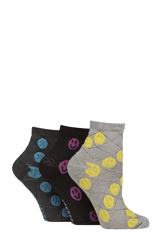 Women's 3 Pair SOCKSHOP Patterned Pelerine Bamboo Anklet Socks
