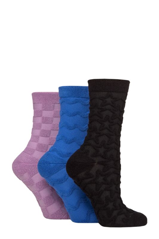 Women's 3 Pair SOCKSHOP Bamboo Textured Patterned Socks