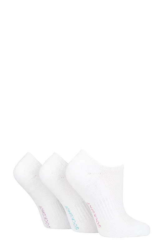Women's 3 Pair SOCKSHOP Half Cushioned Bamboo No Show Socks