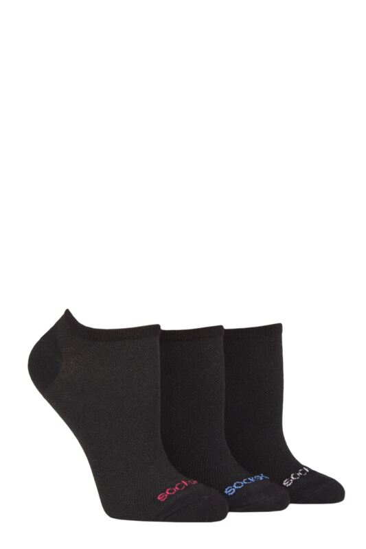 Women's 3 Pair SOCKSHOP Patterned, Striped, Plain, Ribbed and Mesh Bamboo Trainer Socks