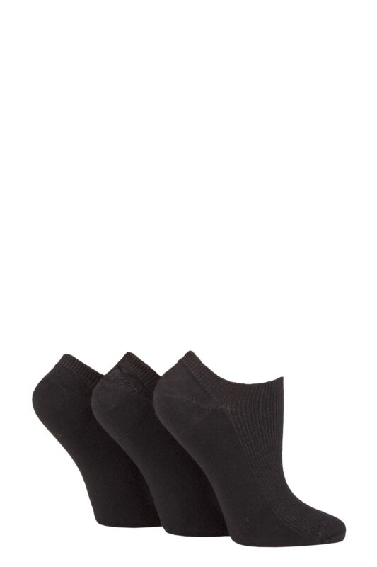Women's 3 Pair SOCKSHOP Patterned, Striped, Plain, Ribbed and Mesh Bamboo Trainer Socks