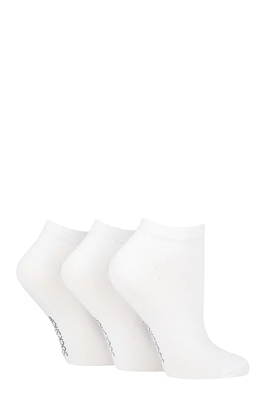 Women's 3 Pair SOCKSHOP Patterned, Striped, Plain, Ribbed and Mesh Bamboo Trainer Socks