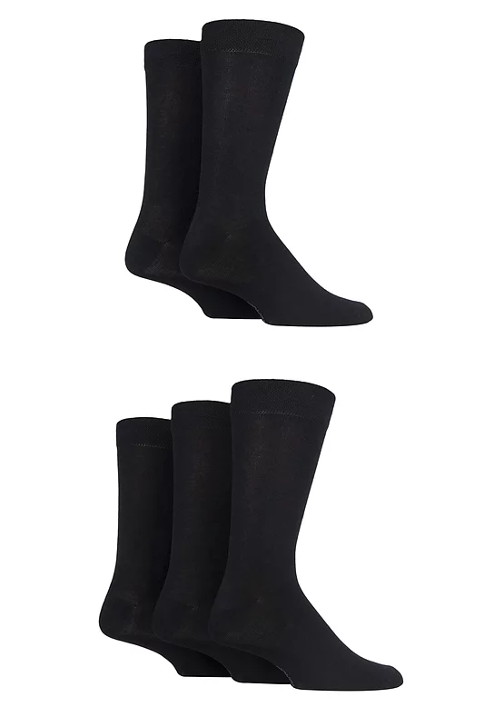 Mens 5 Pair SOCKSHOP Plain, Striped and Patterned Bamboo Socks