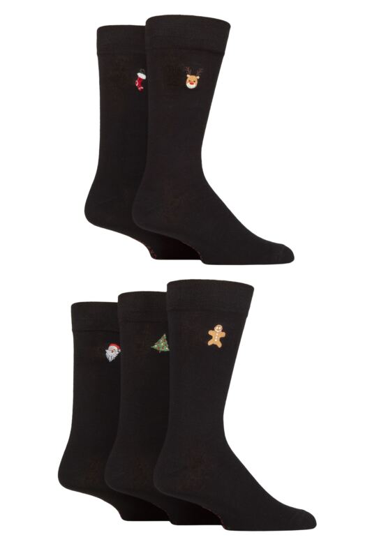 Mens 5 Pair SOCKSHOP Plain, Striped and Patterned Bamboo Socks