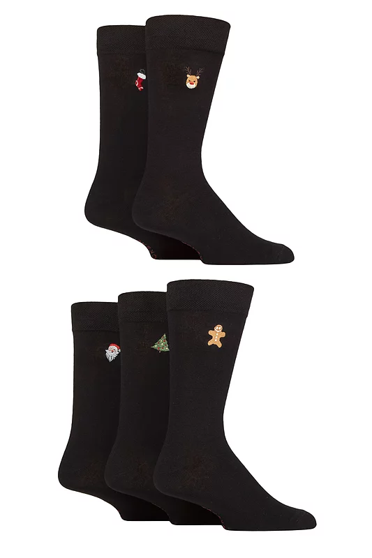 Mens 5 Pair SOCKSHOP Plain, Striped and Patterned Bamboo Socks
