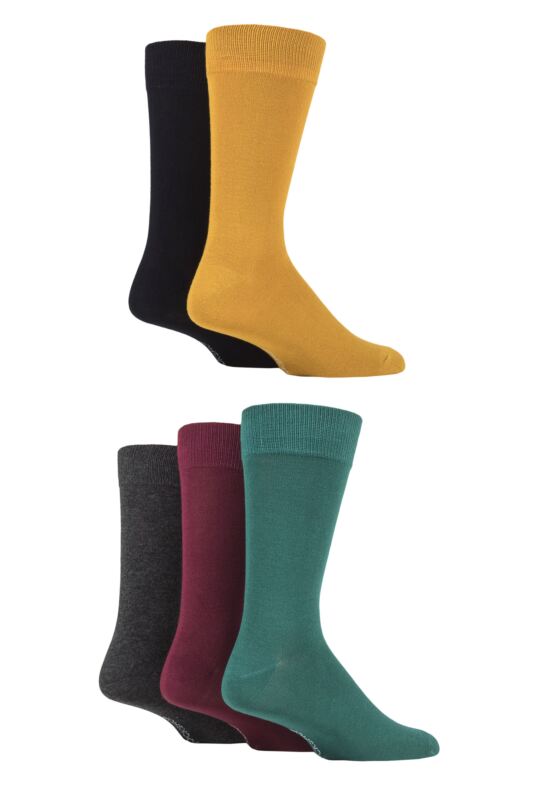 Mens 5 Pair SOCKSHOP Plain, Striped and Patterned Bamboo Socks