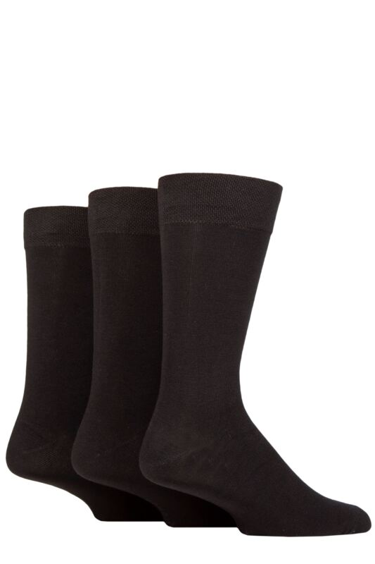 Men's 3 Pair SOCKSHOP Plain, Patterned, Striped and Heel & Toe Bamboo Socks