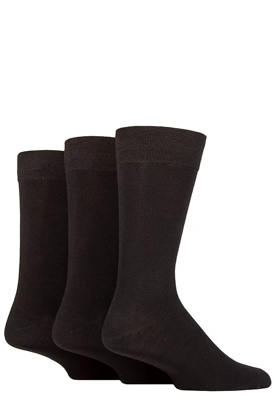 Men's 3 Pair SOCKSHOP Plain, Patterned, Striped and Heel & Toe Bamboo Socks
