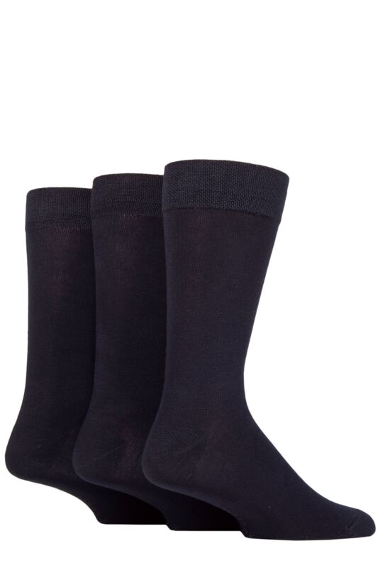 Men's 3 Pair SOCKSHOP Plain, Patterned, Striped and Heel & Toe Bamboo Socks
