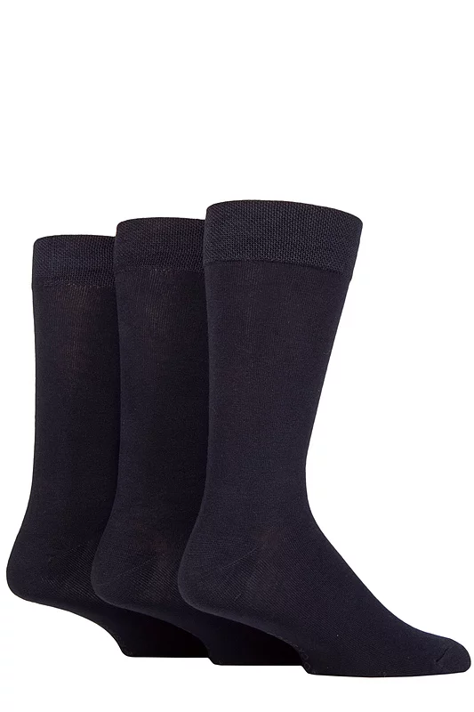 Men's 3 Pair SOCKSHOP Plain, Patterned, Striped and Heel & Toe Bamboo Socks