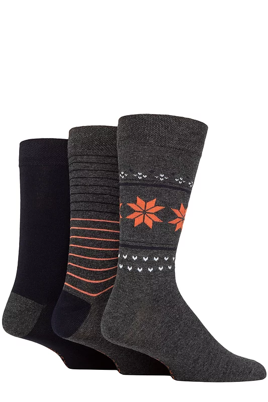 Men's 3 Pair SOCKSHOP Plain, Patterned, Striped and Heel & Toe Bamboo Socks