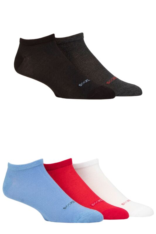 Mens 5 Pair SOCKSHOP Bamboo Striped and Plain Trainer Socks Classic 7-11 Mens