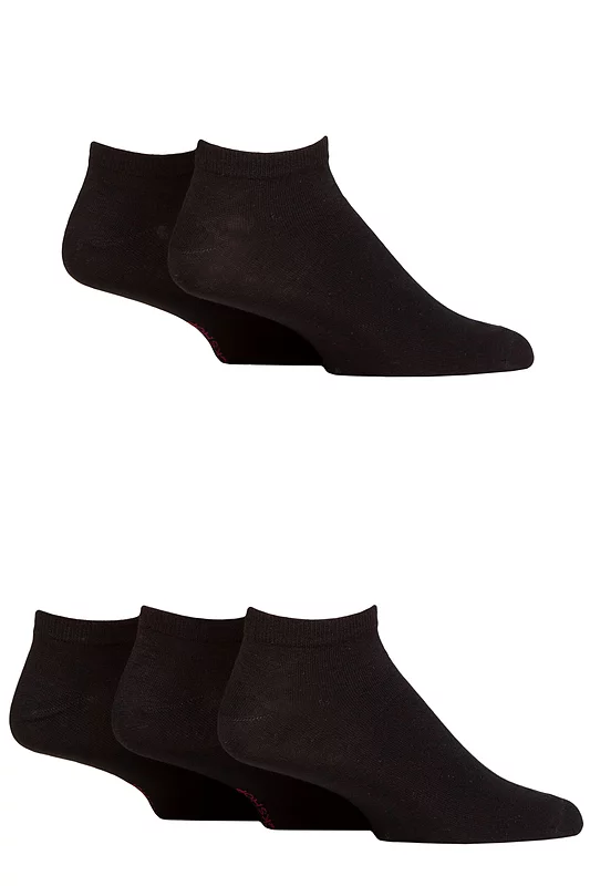 Mens 5 Pair SOCKSHOP Bamboo Striped and Plain Trainer Socks